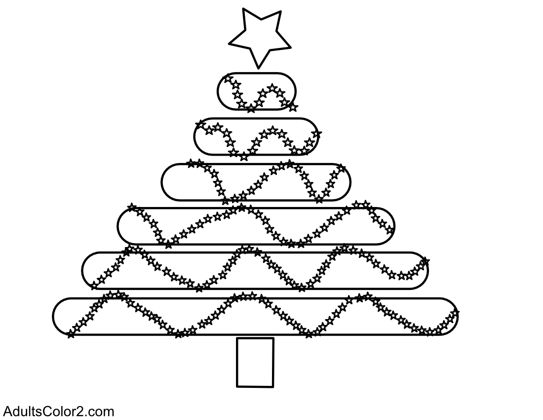 Tubular tree with Christmas tinsel.