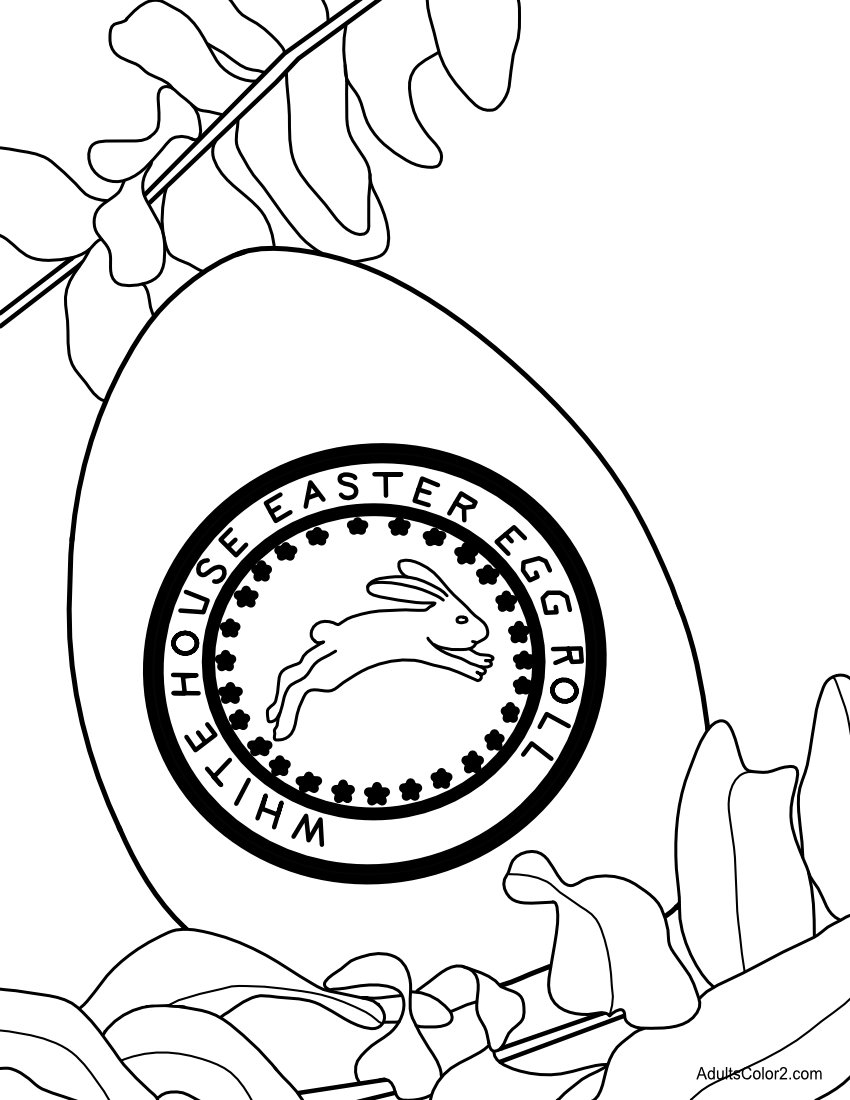 White House Easter Egg Hunt egg coloring page.