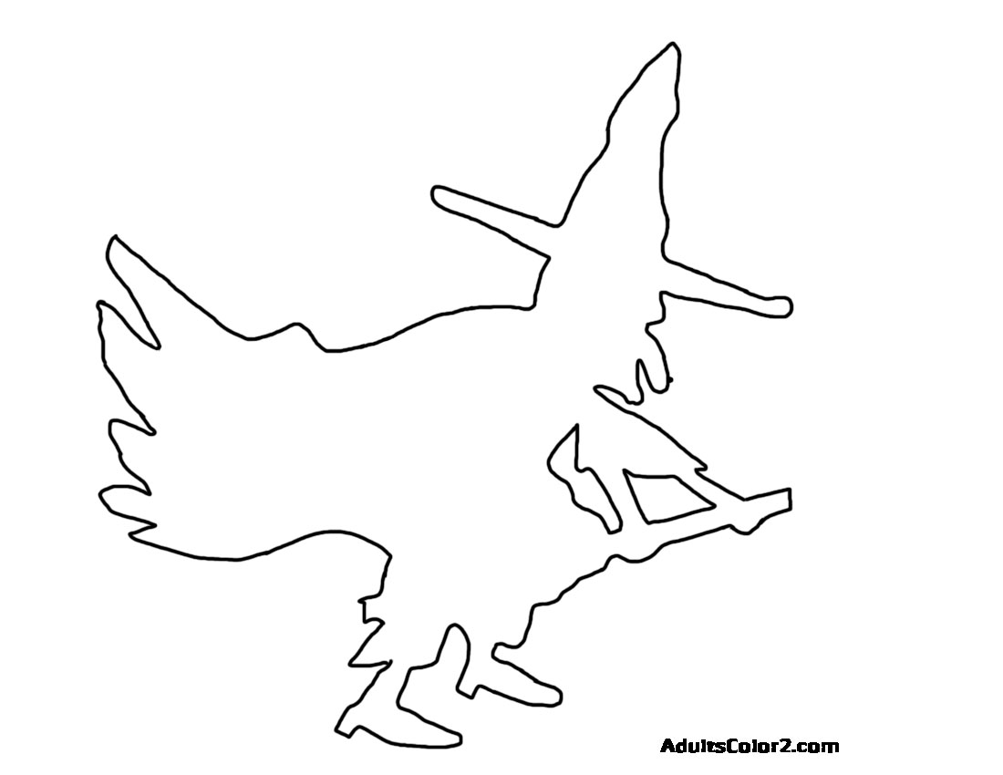 Silohuette of a witch on a broom.